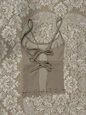 Rave City Y2K Tie Back Faux Suede Perforated Top, XS/S